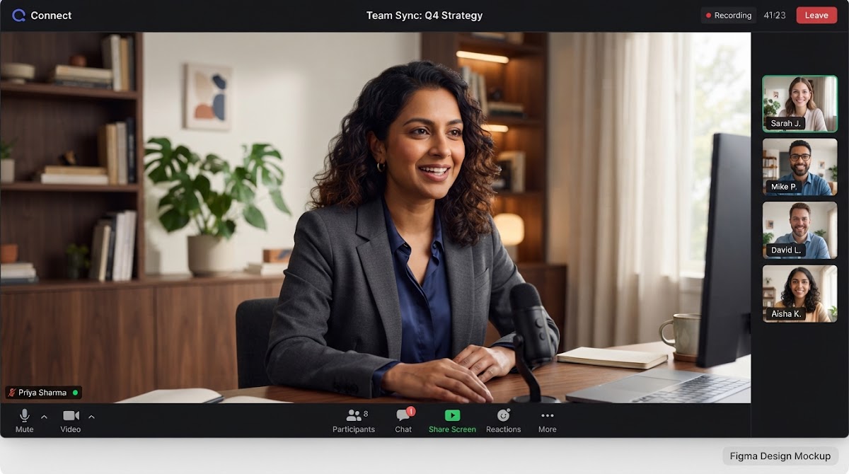 A woman on a crisp high-definition video call